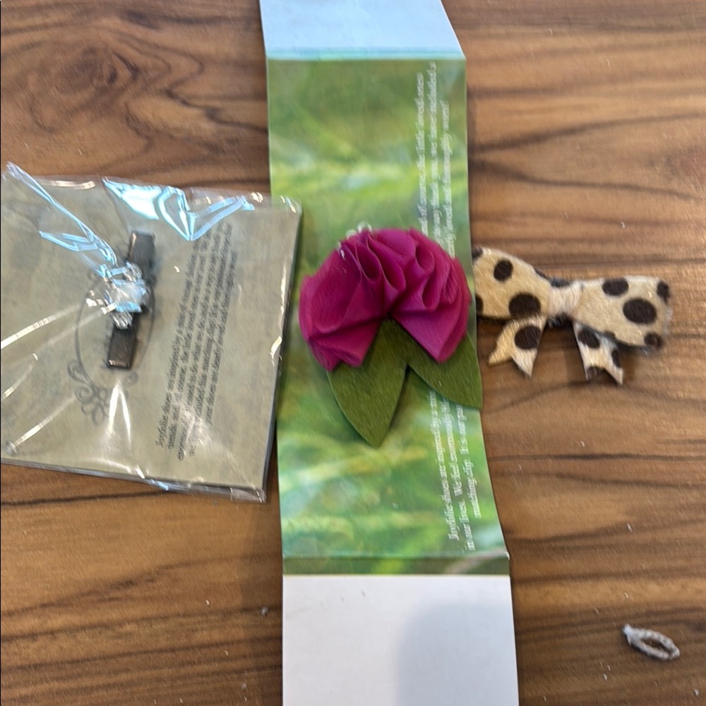 Joyfolie Floral Hair Clip with Leopard Bow and rhinestone clip lot